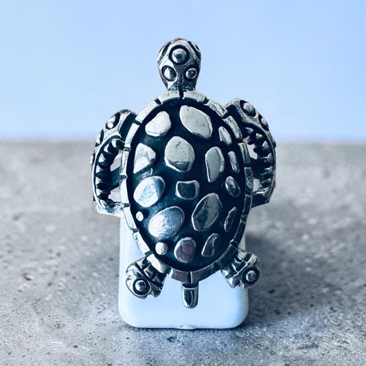 Sterling Silver Large Statement Sea Turtle Ring