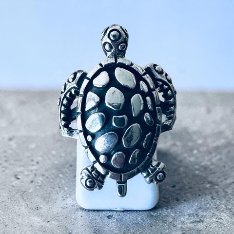 Sterling Silver Large Statement Sea Turtle Ring
