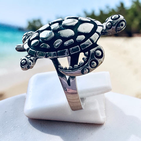 Sterling Silver Large Statement Sea Turtle Ring