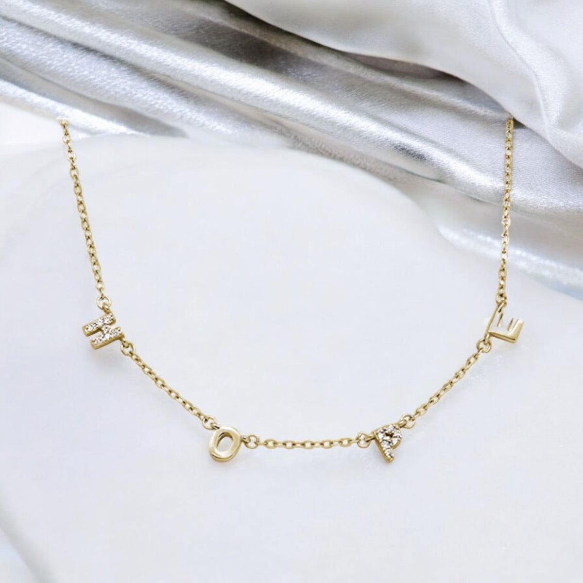 Sterling Silver CZ HOPE Necklace