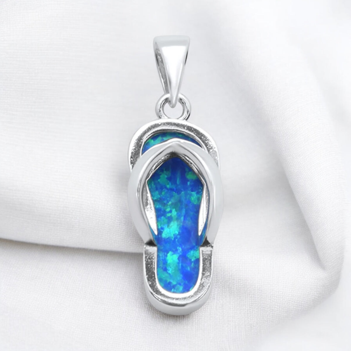 Sterling Silver Fire Opal Flip Flop Pendant