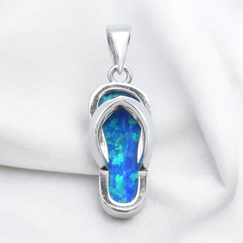 Sterling Silver Fire Opal Flip Flop Pendant
