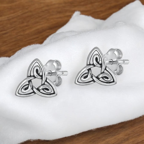 Sterling Silver Celtic Triquetra Stud Earrings