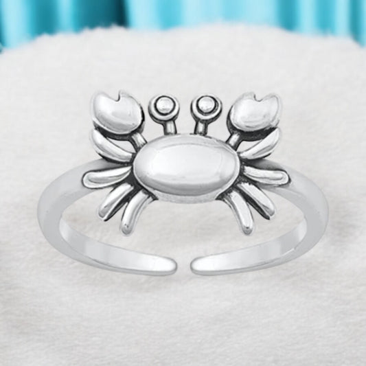 Sterling Silver Mini Crab Toe Ring