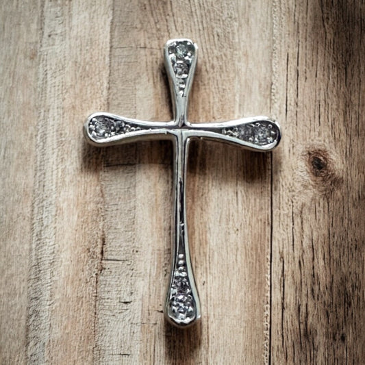 Sterling Silver CZ Stone Cross Pendant