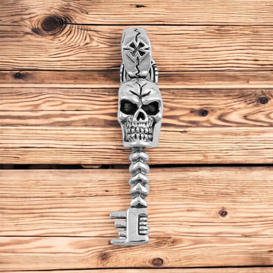 Sterling Silver Skull Key Pendant