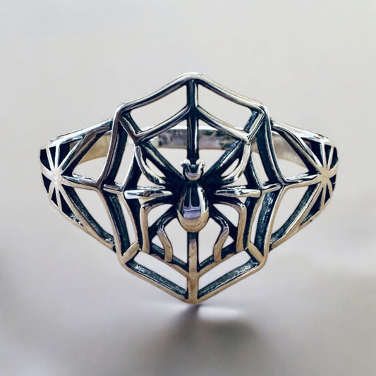 Sterling Silver Spider & Web Ring