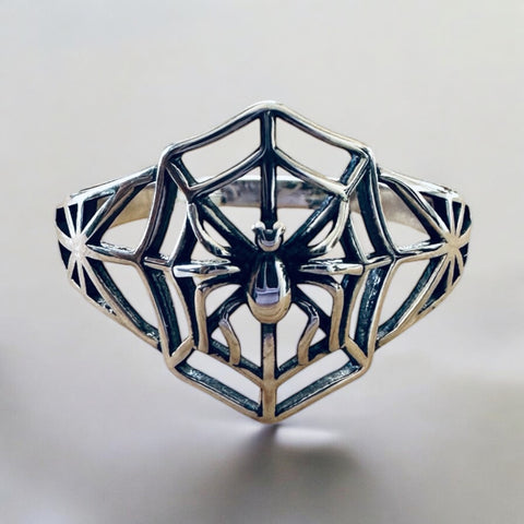 Sterling Silver Spider & Web Ring