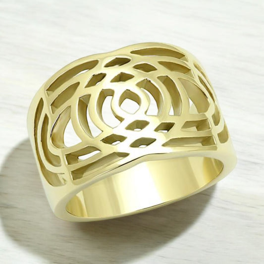 Gold Ion Plated Stainless Steel Wide Band Ring