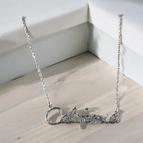 Sterling Silver California Bar Necklace