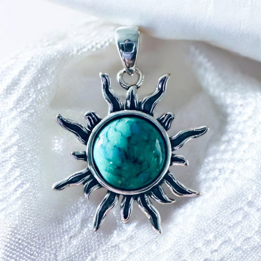 Sterling Silver Turquoise Sun Necklace