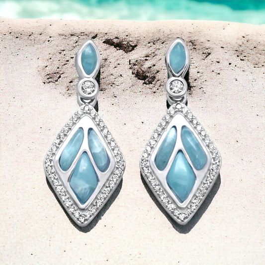 Sterling Silver Larimar Stone Earrings