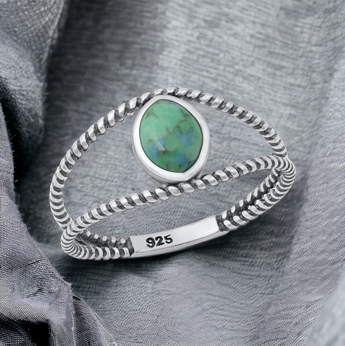 Sterling Silver Genuine Turquoise Stone Ring
