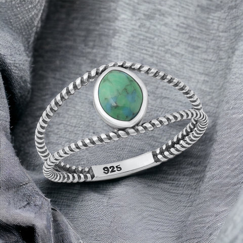 Sterling Silver Genuine Turquoise Stone Ring