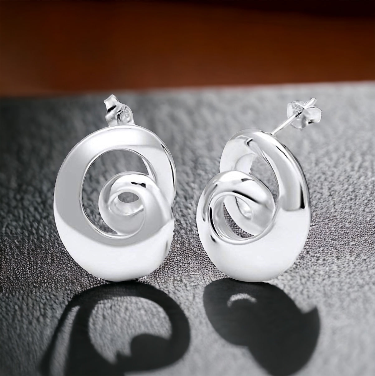 Sterling Silver Electroform Swirl Post Earrings