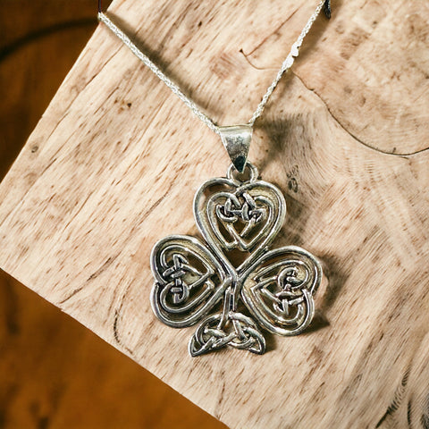 Sterling Silver Celtic Shamrock Necklace