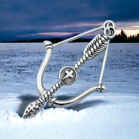 Sterling Silver Large Bow & Arrow Pendant