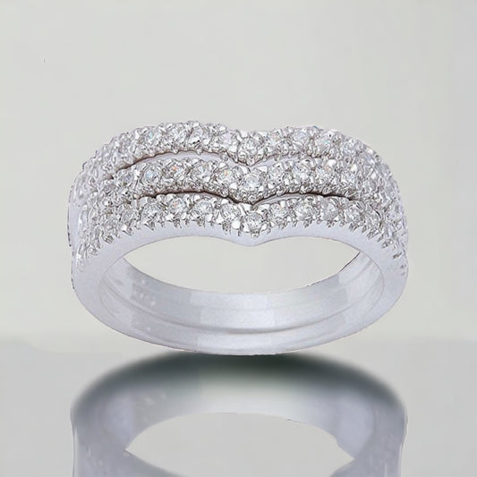 Sterling Silver 3pc .75ct CZ Chevron Stacking Ring Set