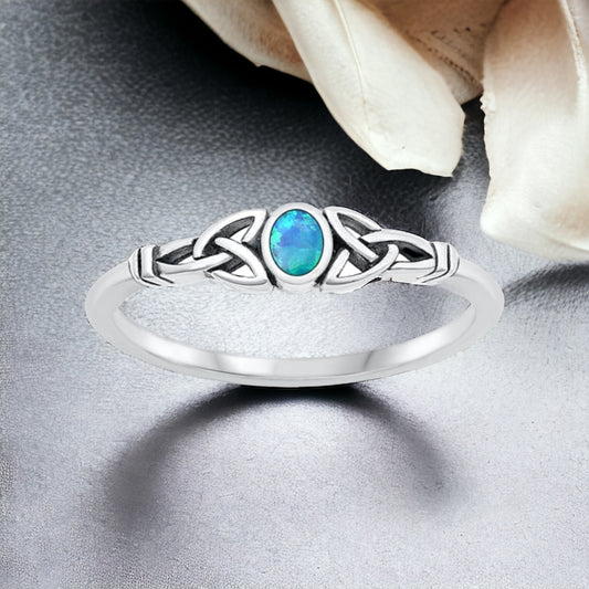 Sterling Silver Celtic Fire Opal Ring