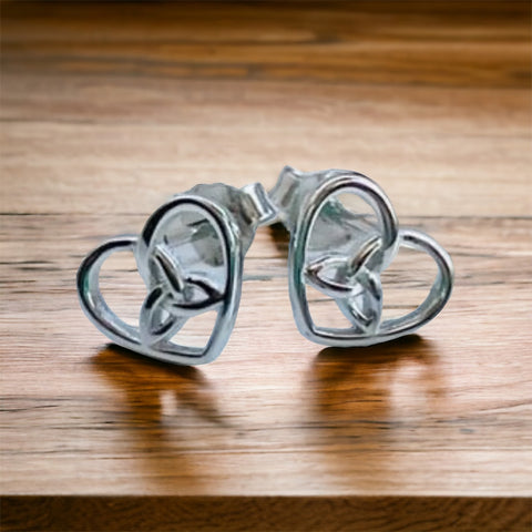 Sterling Silver Celtic Heart Stud Earrings