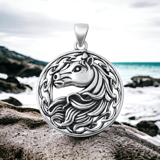 Sterling Silver Celtic Horse Head Pendant