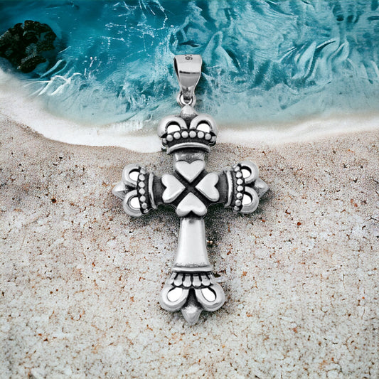 Sterling Silver Celtic Shamrock Cross Pendant