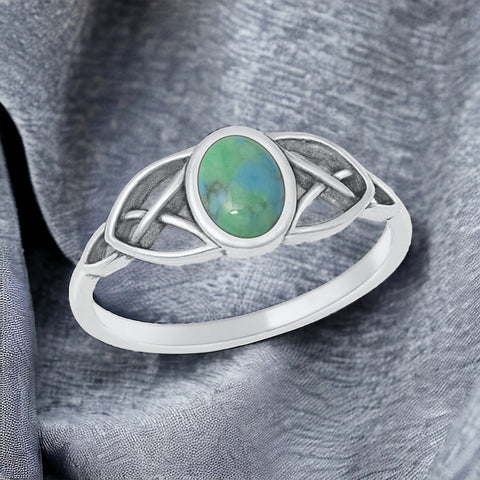 Sterling Silver Celtic Turquoise Stone Ring