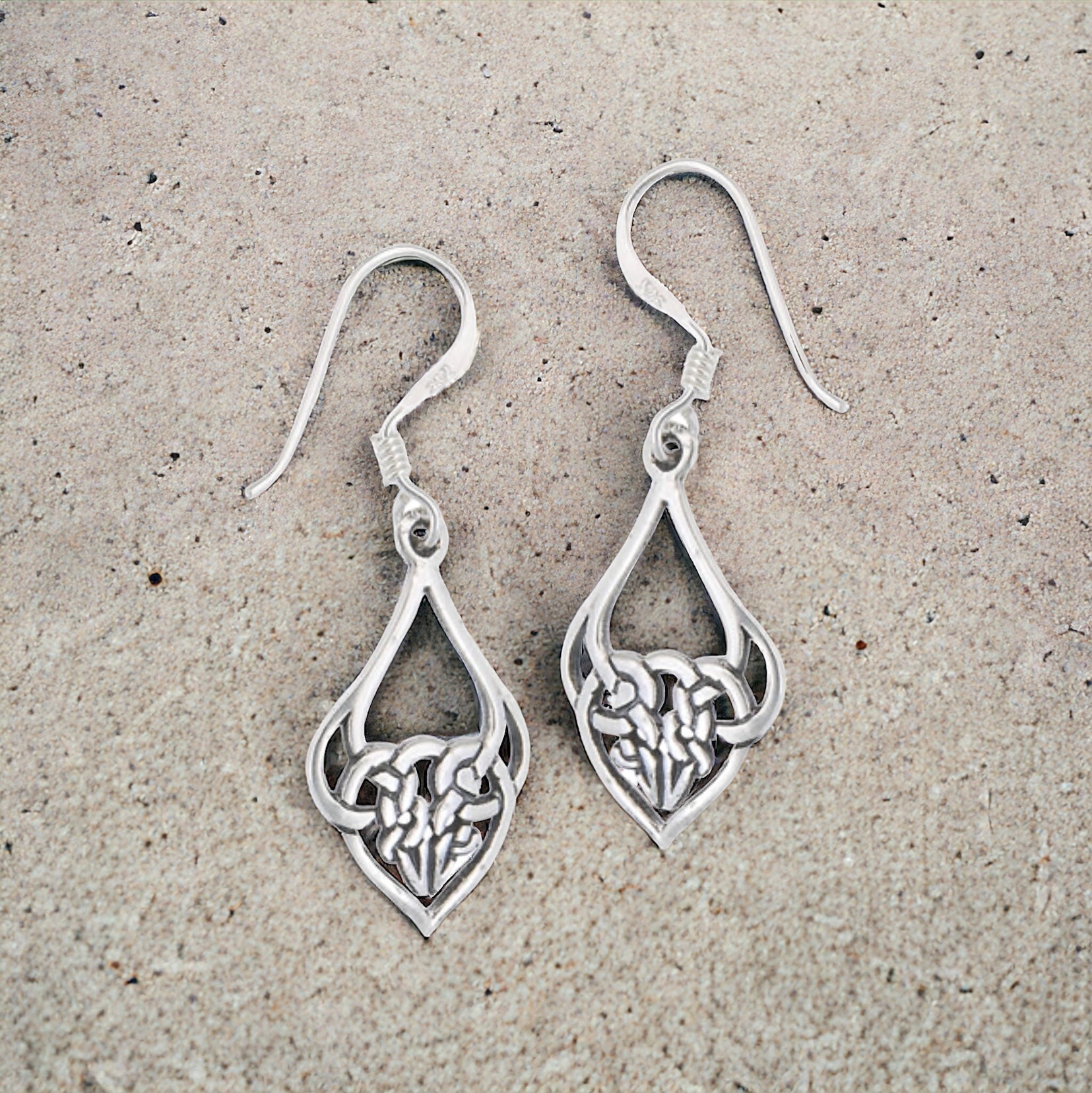 Sterling Silver Celtic Weave & Knot Dangle Earrings