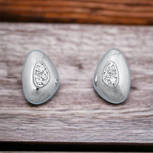 Sterling Silver CZ Stud Earrings