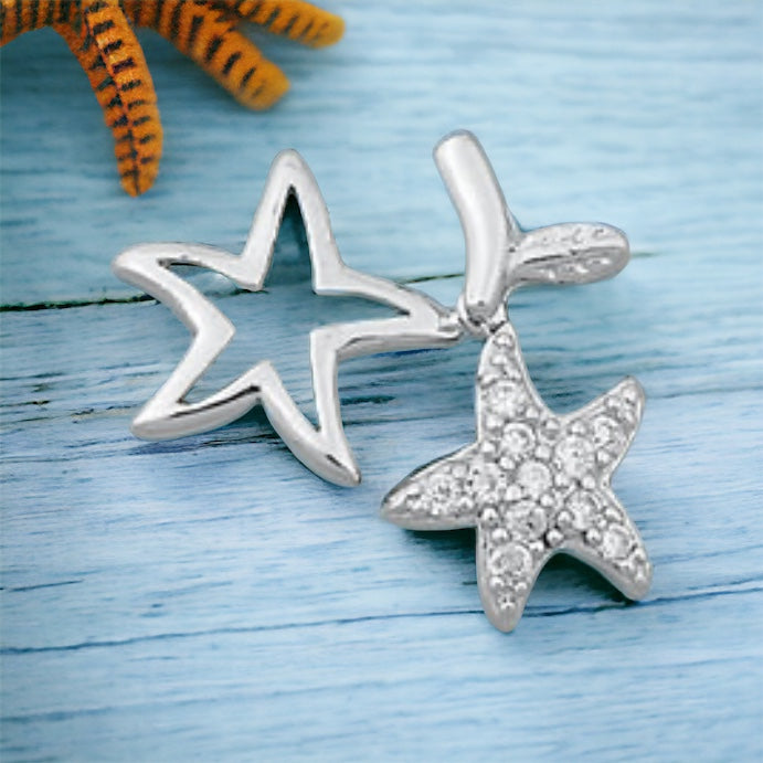 Sterling Silver Double CZ Starfish Pendant