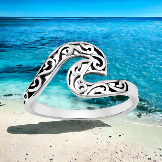 Sterling Silver Filigree Wave Ring