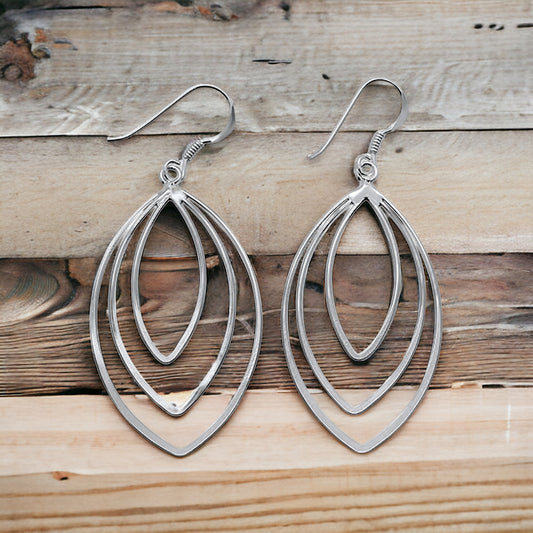 Sterling Silver Marquis Cut Dangle Earrings