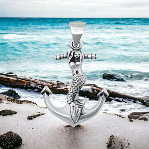 Sterling Silver Mermaid Anchor Pendant