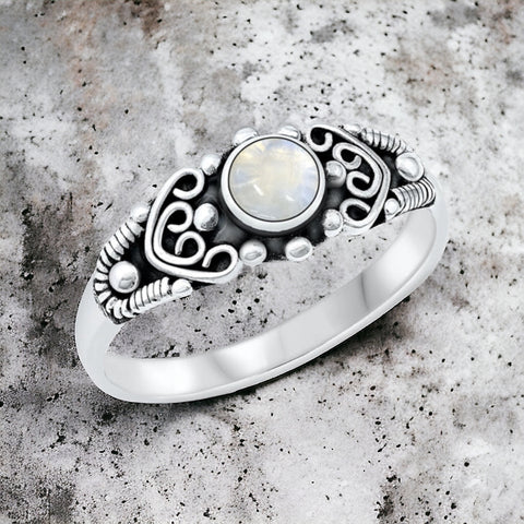 Sterling Silver Moonstone Bali Style Ring