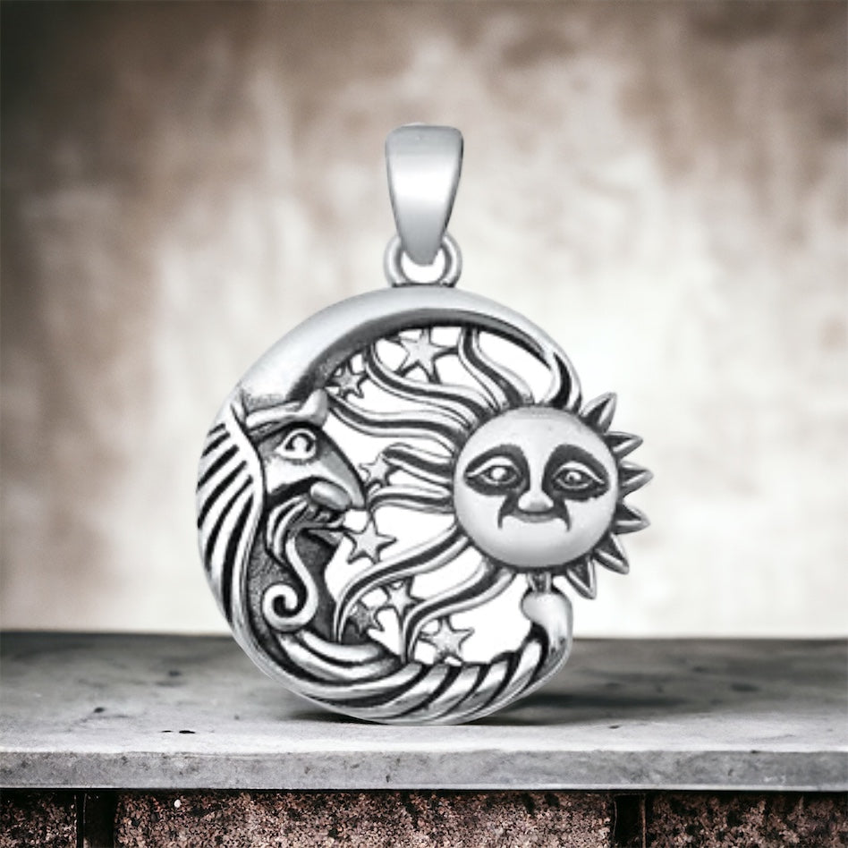 Sterling Silver Moon, Sun & Stars Pendant – Sandy's Silver Collections