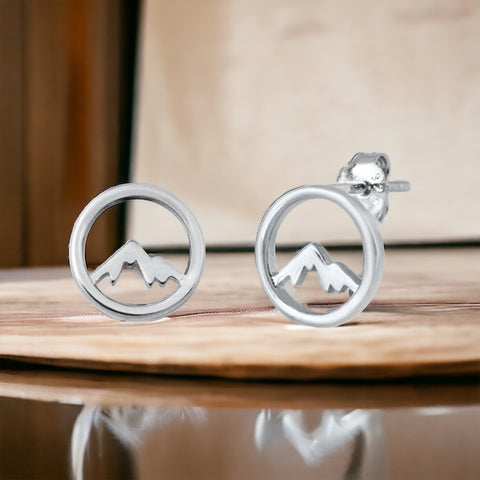 Sterling Silver Mountains Stud Earrings