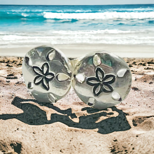 Sterling Silver Sand Dollar Stud Earrings