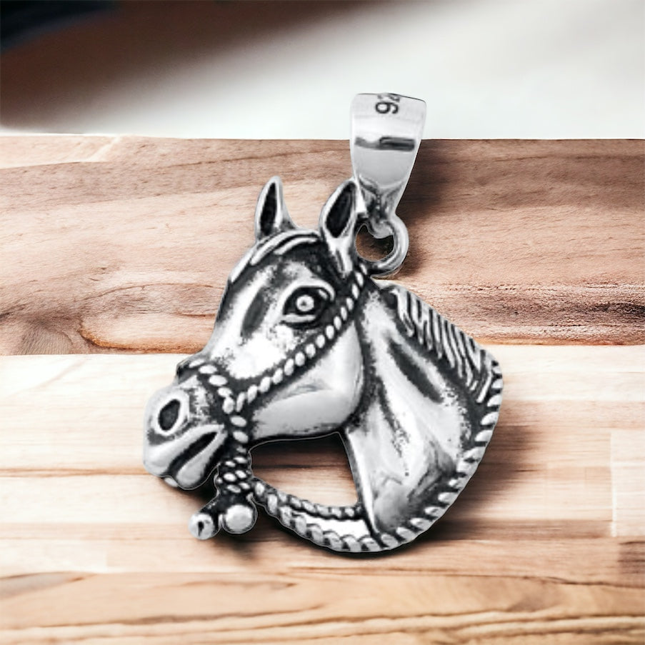 Sterling Silver Solid Horsehead Pendant