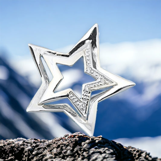 Serling Silver CZ Star Pendant