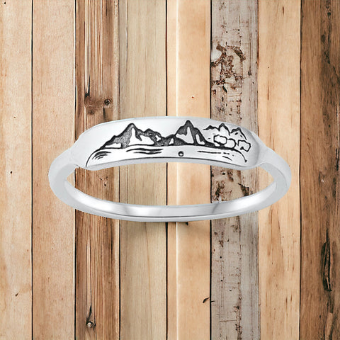 Sterling  Silver Mountain Range Ring