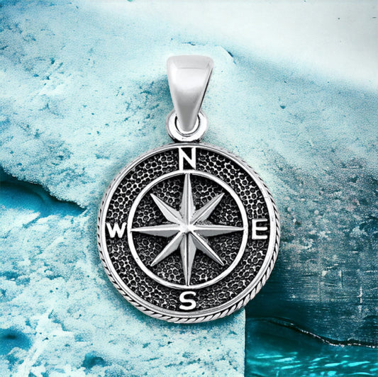 Sterling Silver Compass Pendant
