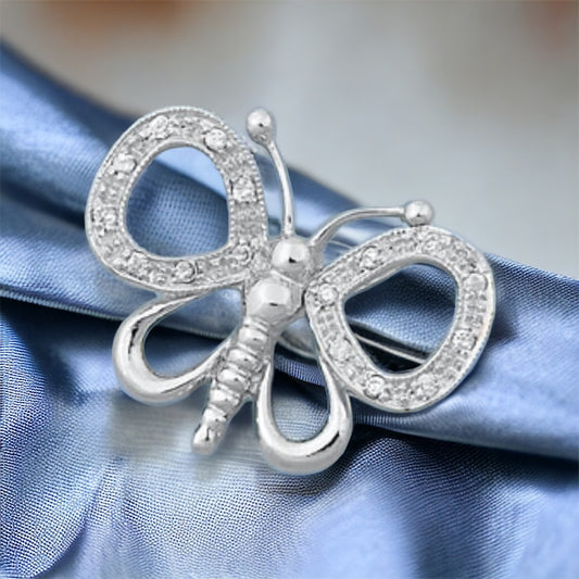 Sterling Silver CZ Butterfly Pendant