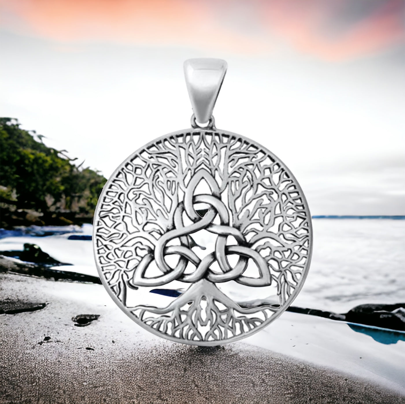 Sterling Silver Large Celtic Tree of Life Pendant