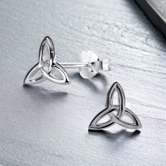 Sterling Silver Mini Triquetra Stud Earrings