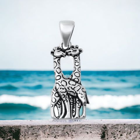 Sterling Silver Giraffes Pendant