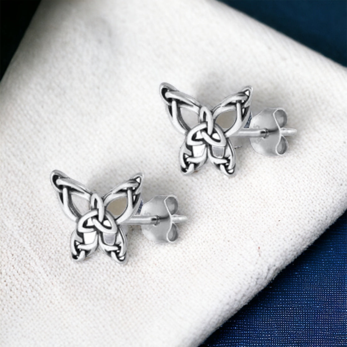 Sterling Silver Celtic Butterfly Stud Earrings