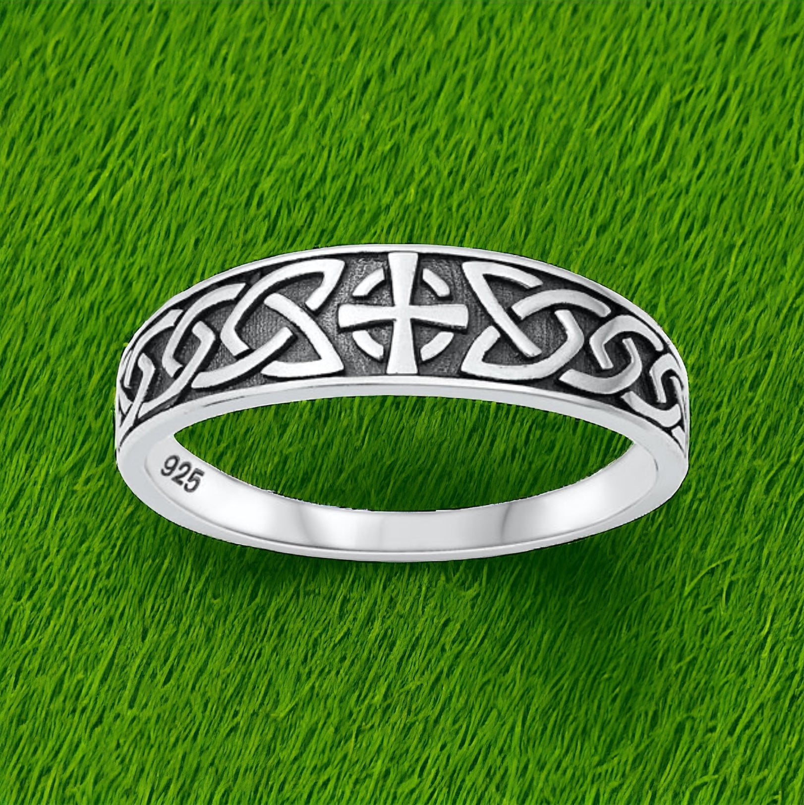 Sterling Silver Celtic Cross Solid Band
