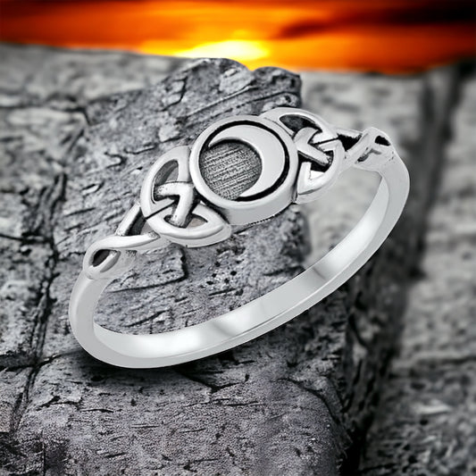 Sterling Silver Celtic Moon Ring