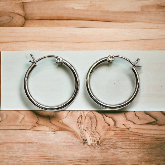 Sterling Silver 20mm Snap Back Hoop Earrings