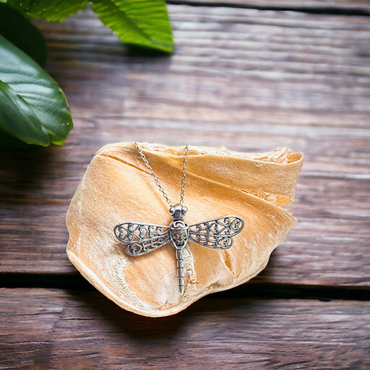 Sterling Silver Dragonfly Pendant Necklace